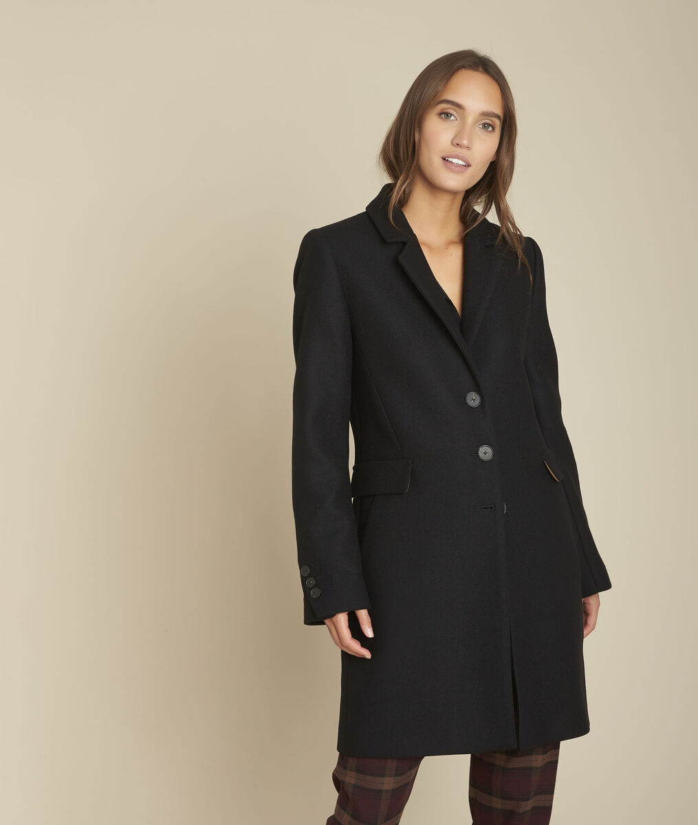 Gerader Mantel Aus Wolle Schwarz Plume Damen Maison 123