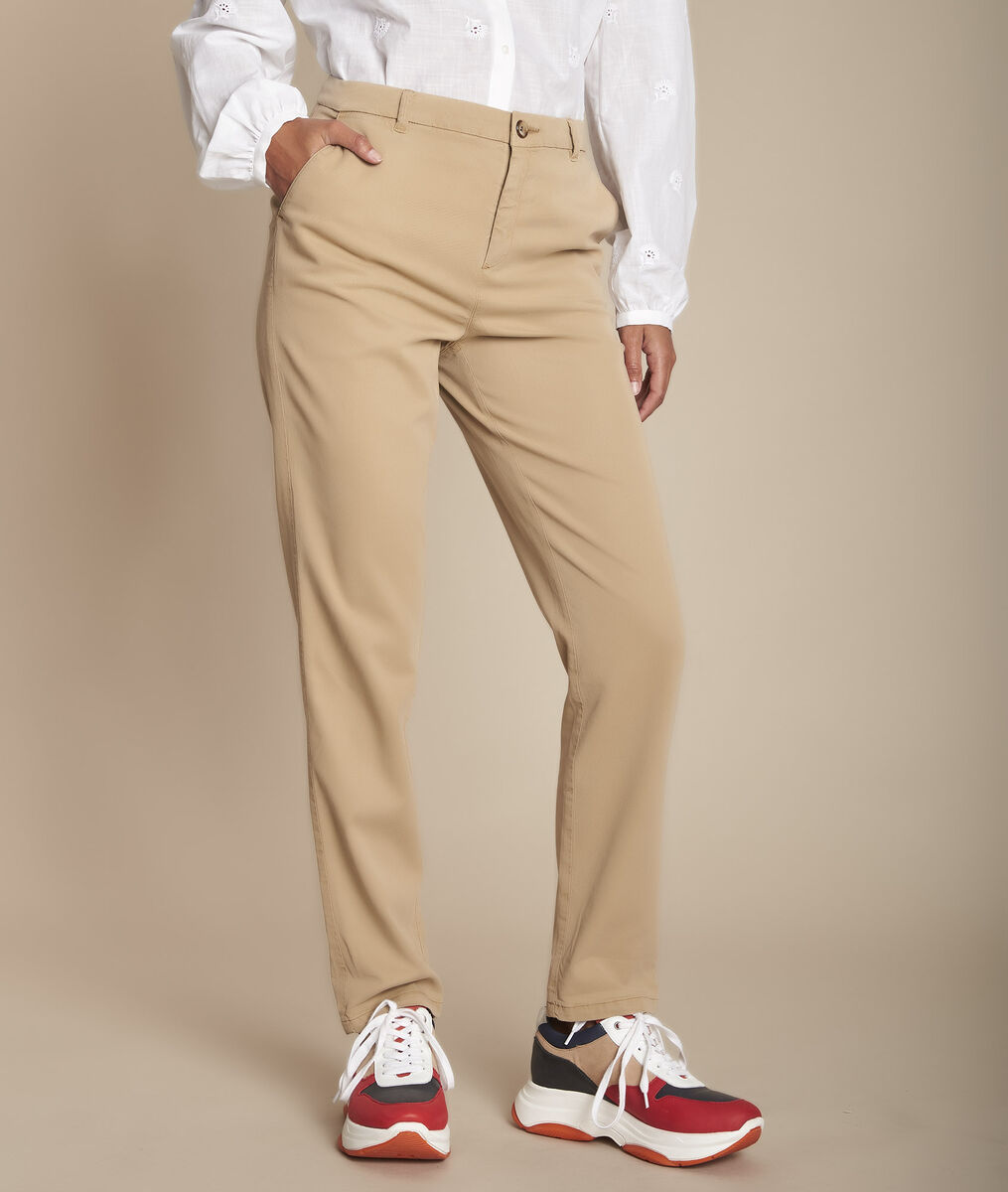 Pantalon havane cigarette 7/8e en tencel Eugene | 1-2-3 Pantalon havane cigarette 7/8e en tencel Eugene PhotoZ | 1-2-3