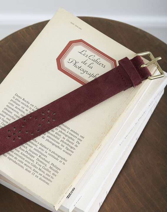 Ceinture bordeaux en cuir velours Kalya | 1-2-3 Ceinture bordeaux en cuir velours Kalya PhotoZ | 1-2-3
