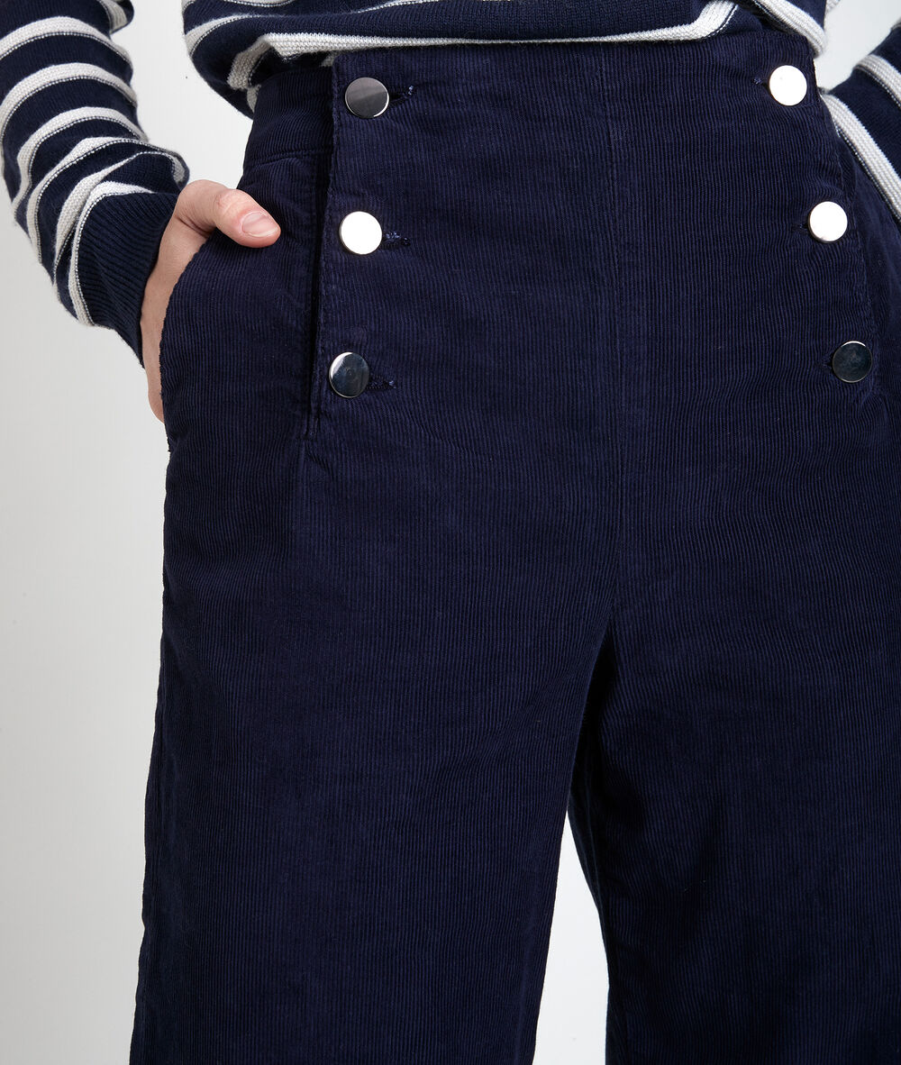 Pantalon à pont en velours hubert marine.