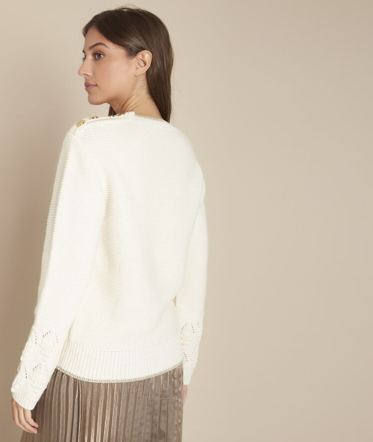 Pull maille fantaisie faveur ecru.