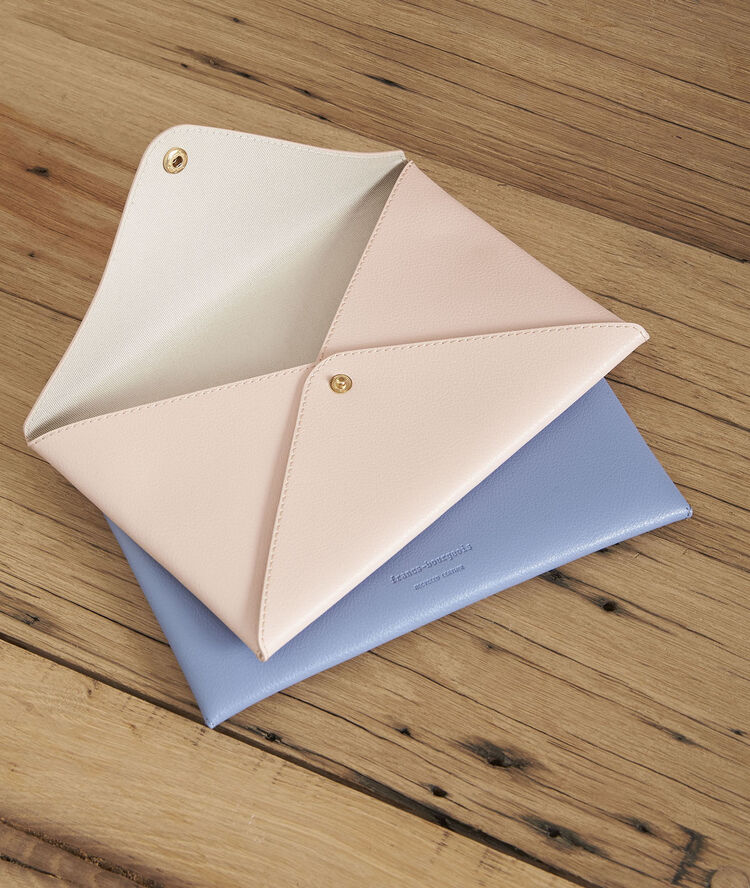 Enveloppe rose pâle cuir recyclé shibuya rose pale.