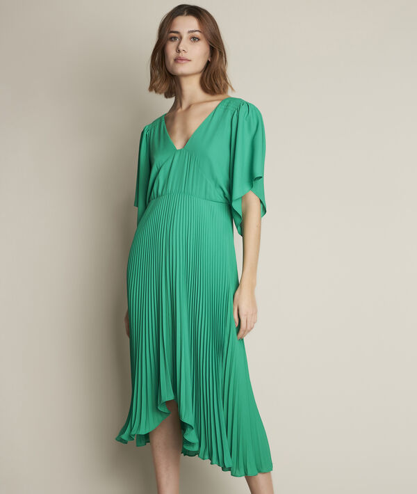 Robe plissée verte Hedwige | 1-2-3 Robe plissée verte Hedwige PhotoZ | 1-2-3