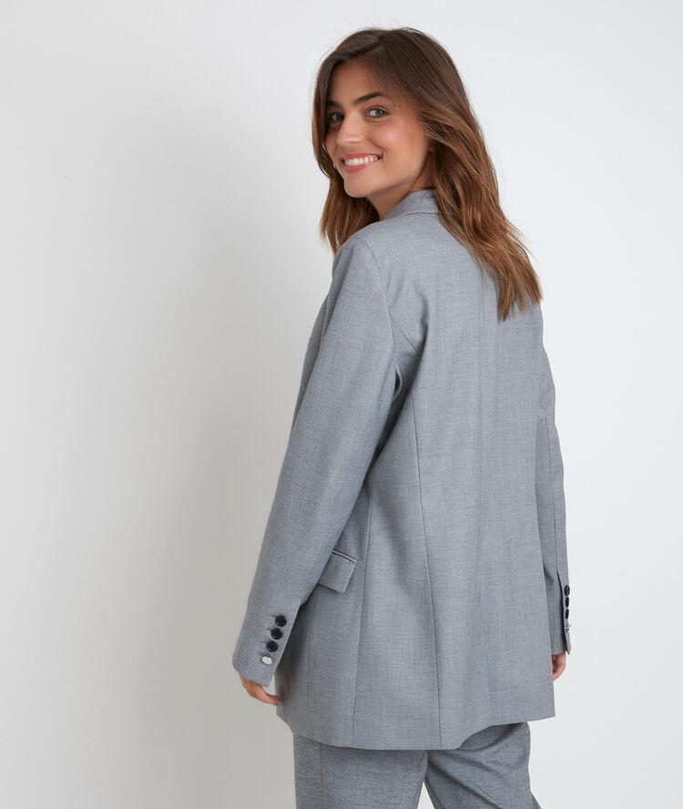 Veste tailleur croisée fil à fil taly gris pale.