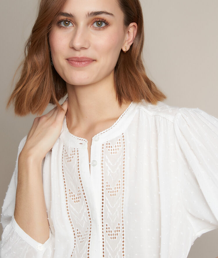 Blouse en dentelle evirolle ecru.