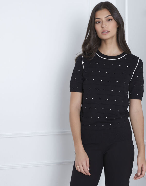 Schwarzer Pullover mit Relief-Strick Arles | 1-2-3 Schwarzer Pullover mit Relief-Strick Arles PhotoZ | 1-2-3
