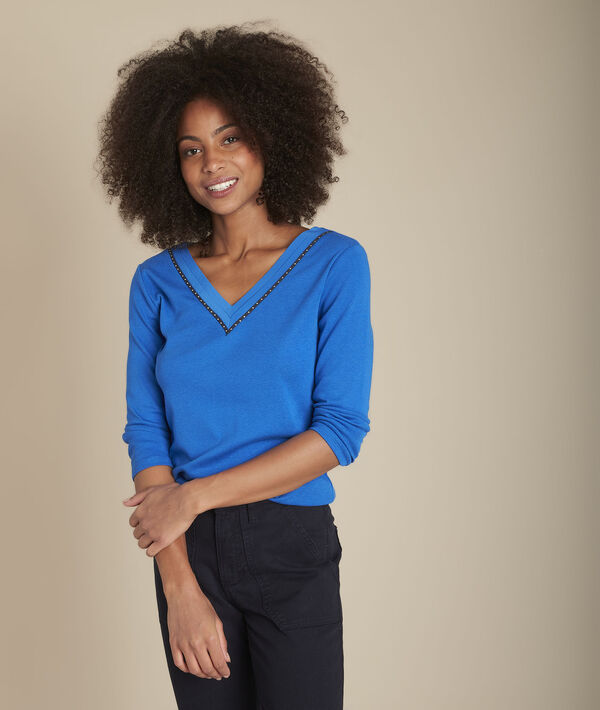 Tee-shirt cobalt col V Carla | 1-2-3 Tee-shirt cobalt col V Carla PhotoZ | 1-2-3