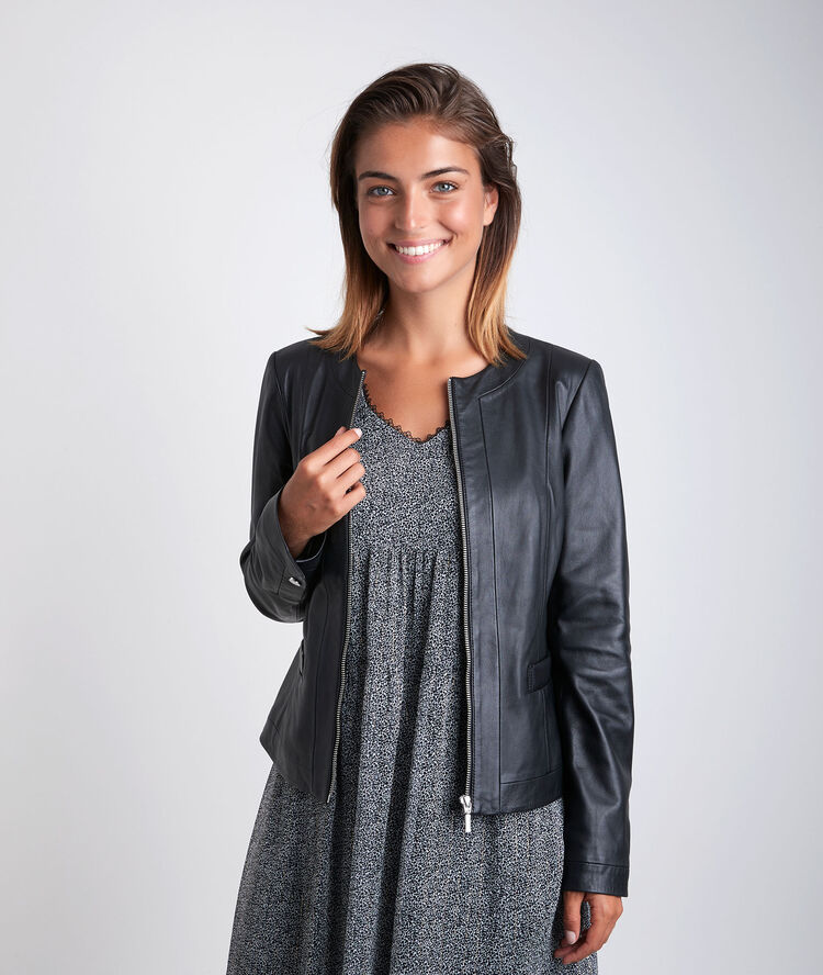 Veste en cuir livia noir.