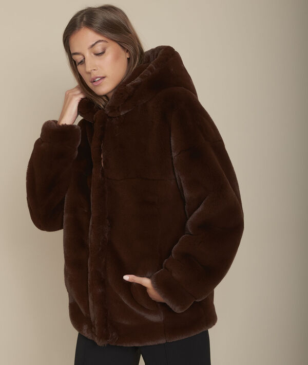Manteau fausse fourrure ebene Elveta | 1-2-3 Manteau fausse fourrure ebene Elveta PhotoZ | 1-2-3