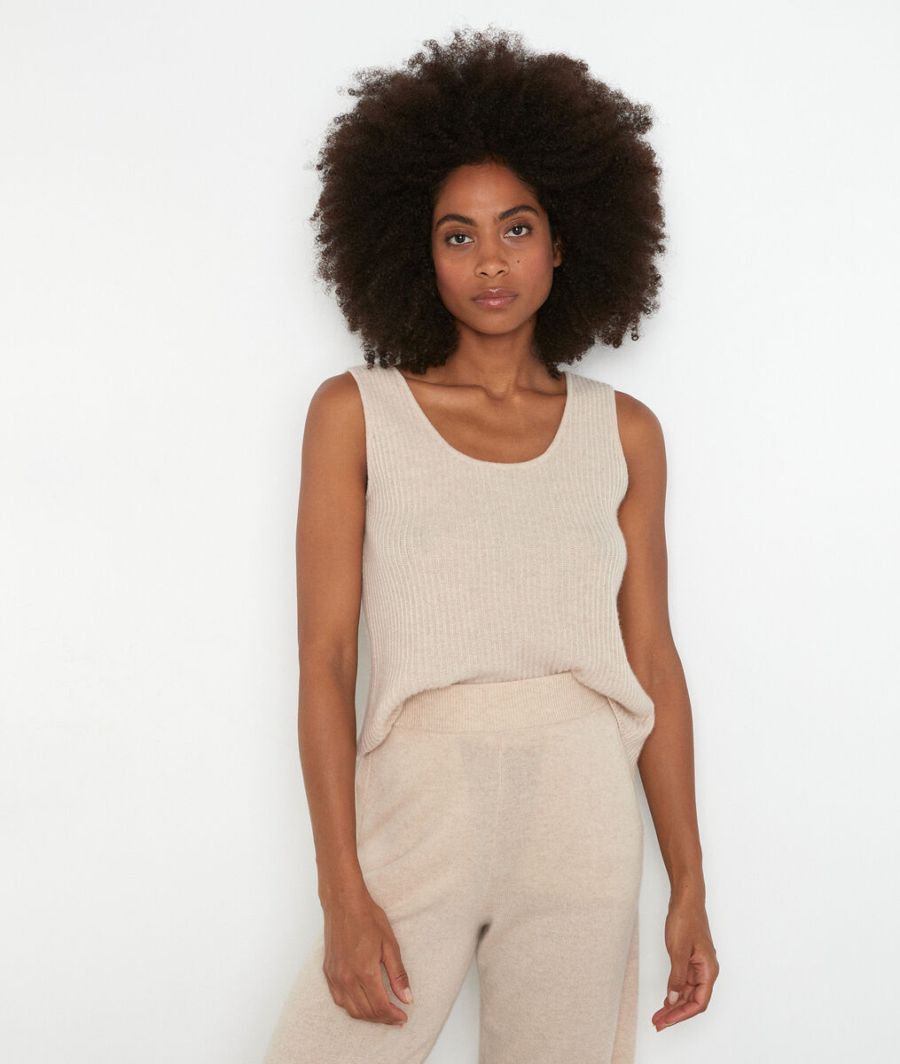 Débardeur en cachemire recyclé beige Teva | 1-2-3 Débardeur en cachemire recyclé beige Teva PhotoZ | 1-2-3