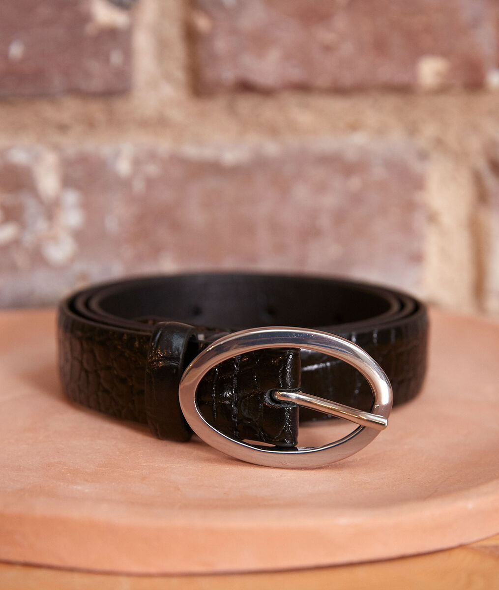 Ceinture en cuir croco noire Erika | 1-2-3 Ceinture en cuir croco noire Erika PhotoZ | 1-2-3