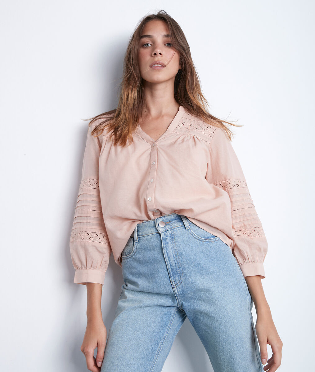 Blouse romantique brodée vieux rose Anae | 1-2-3 Blouse romantique brodée vieux rose Anae PhotoZ | 1-2-3