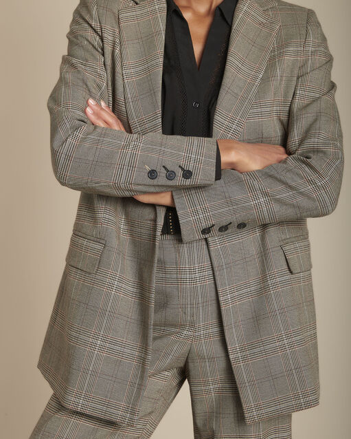 Veste longue jacquard  Prince de Galles Barbara (2) - Maison 123