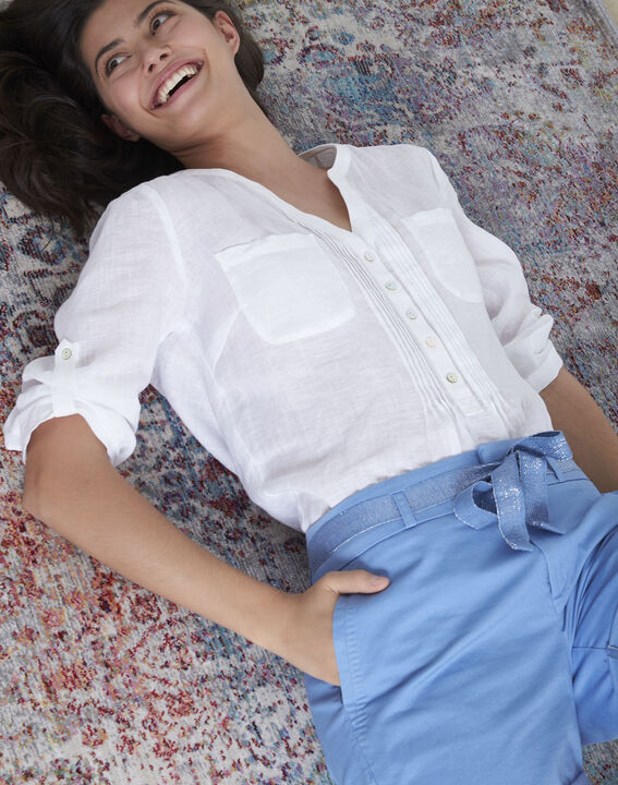 Short bleu en coton ceinturé James | 1-2-3 Short bleu en coton ceinturé James PhotoZ | 1-2-3