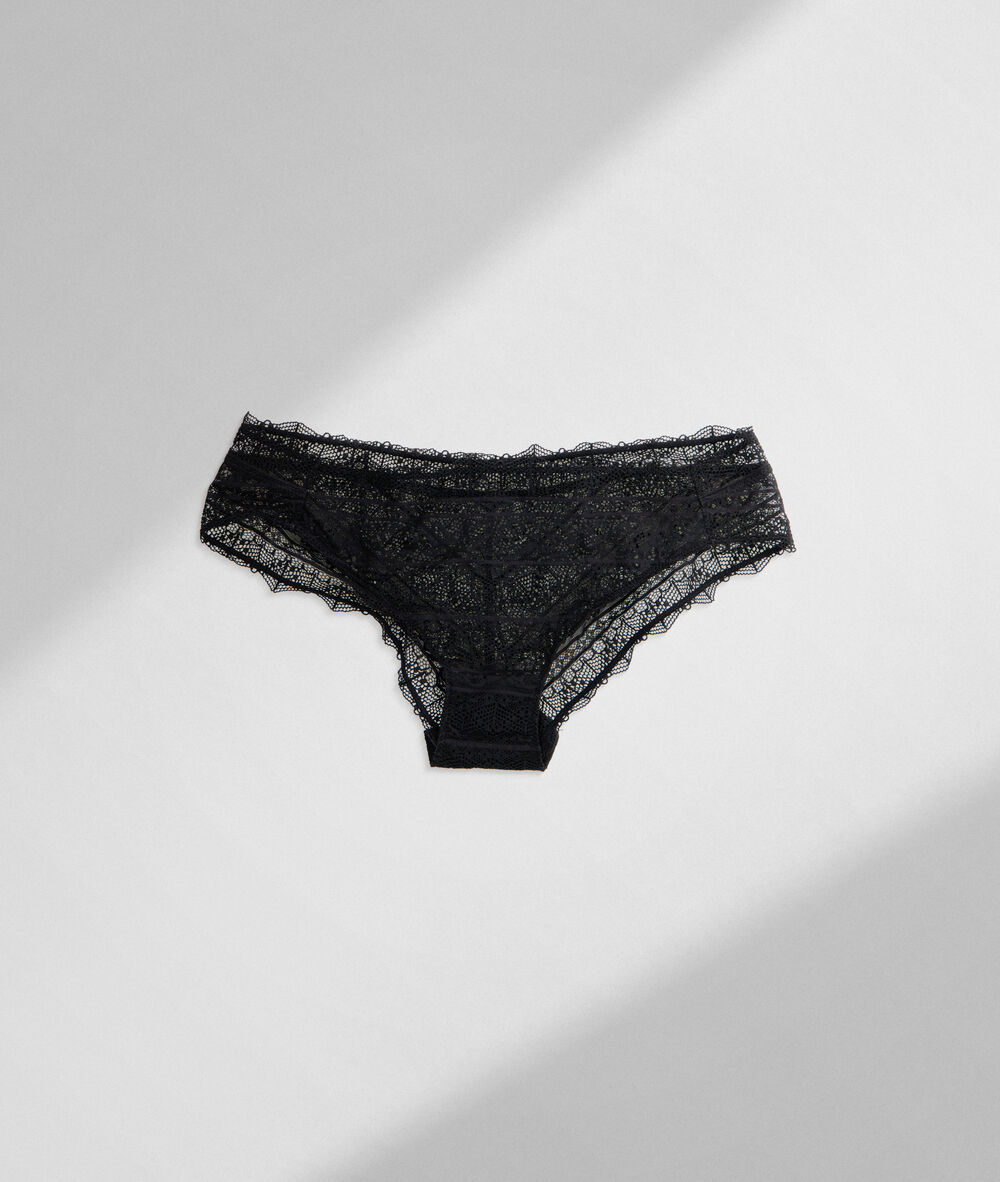 Culotte en dentelle de coton responsable noire ella noir.
