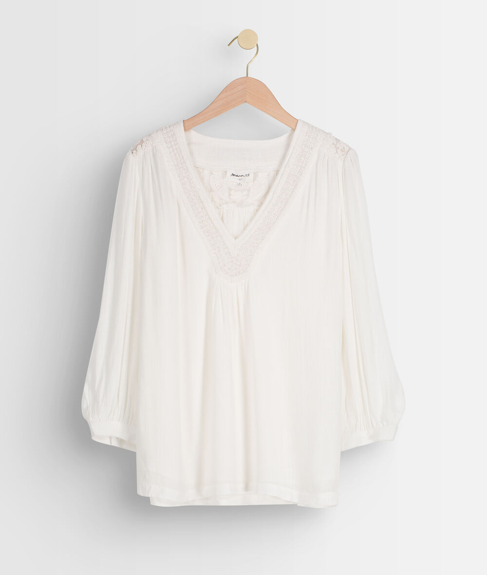Blouse écru encolure brodée taylor ecru.