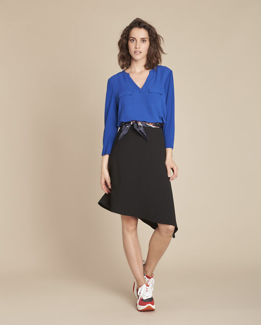 Blouse bleue bimatière genna bleuet.