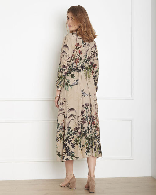 Robe camel longue imprimé japonisant love camel clair.