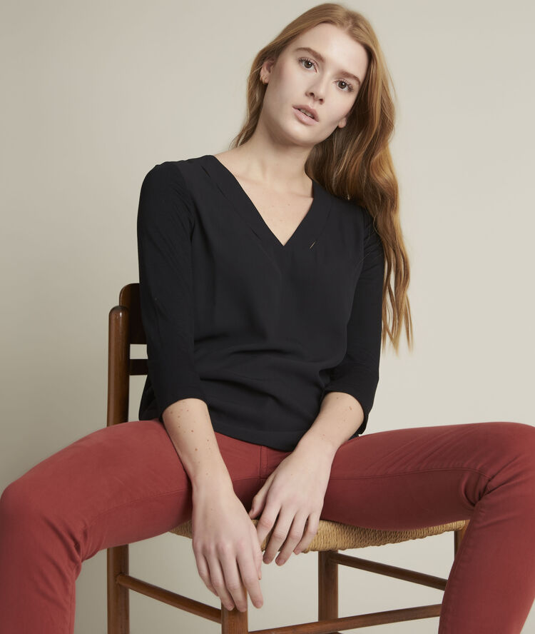 Schwarzes top aus bimaterial eliott schwarz.