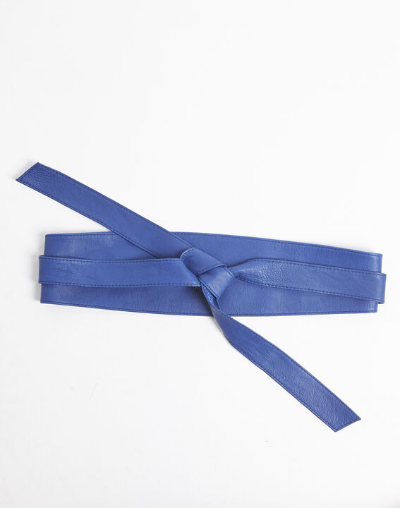 Ceinture large bleue en cuir à nouer Raul | 1-2-3 Ceinture large bleue en cuir à nouer Raul PhotoZ | 1-2-3
