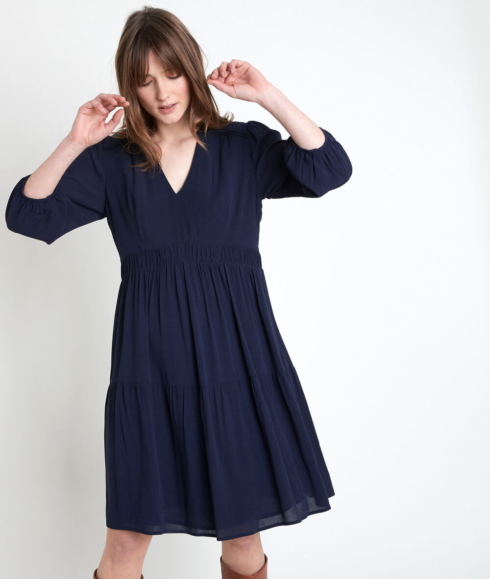 Robe en cr&ecirc;pe marine minette marine.