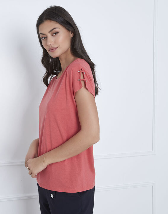 Tee-shirt rose détails épaules Palmbeach | 1-2-3 Tee-shirt rose détails épaules Palmbeach PhotoZ | 1-2-3