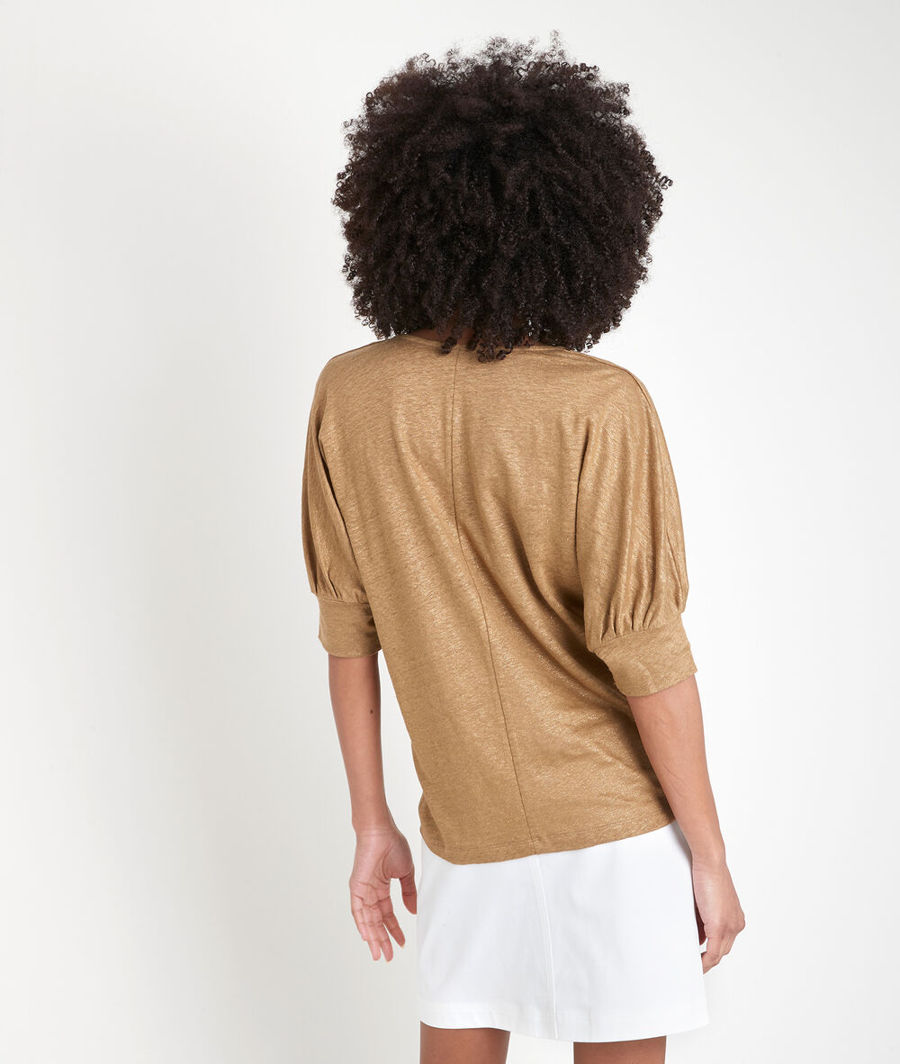 Tee-shirt bronze en lin certifié illusion bronze.