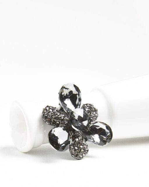 Broche trefle argent et pierres noires xiao noir.