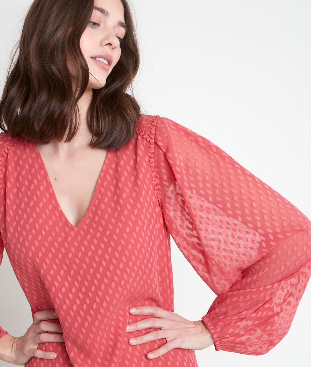 Robe corail plumetis marcia corail.