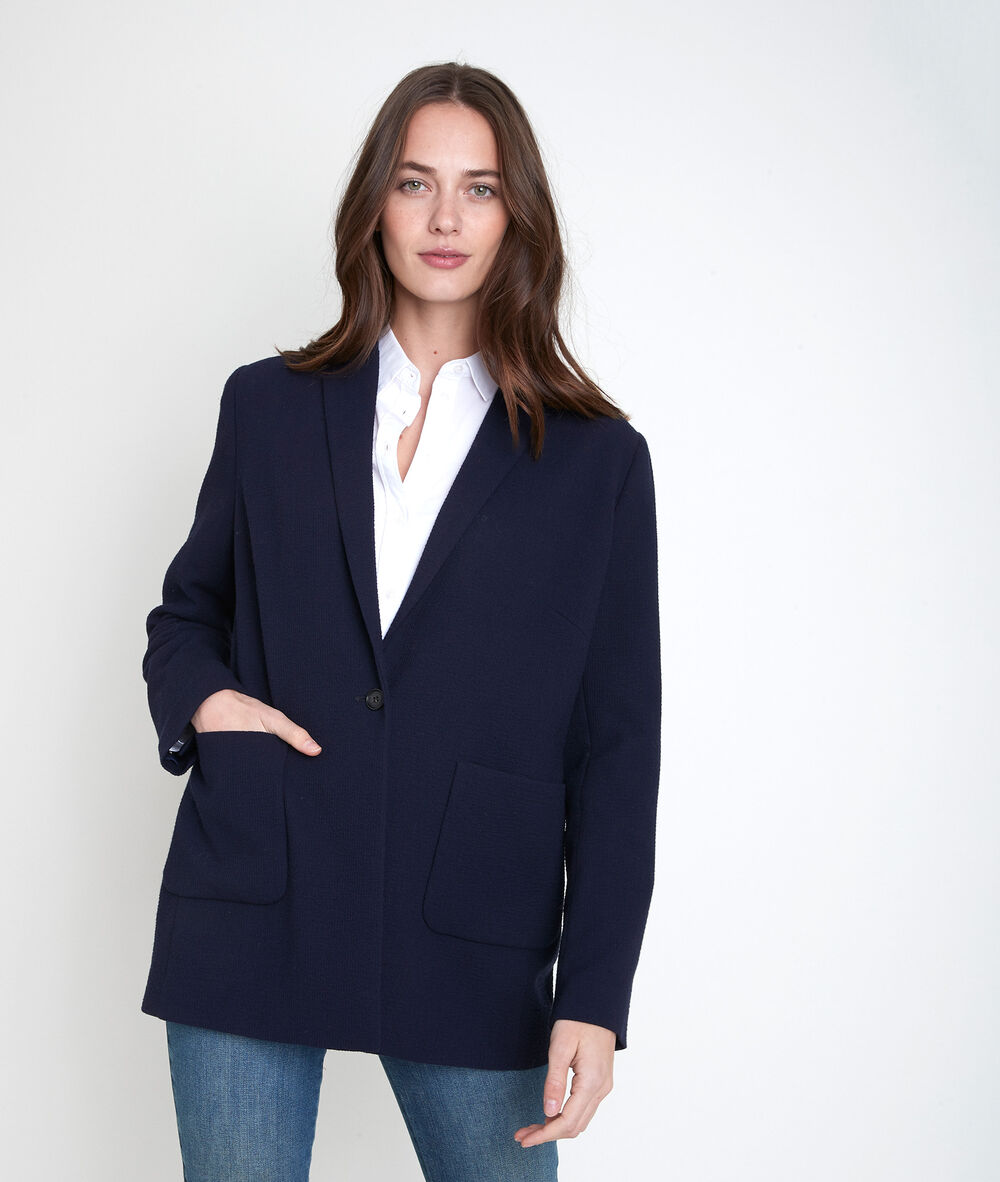 Veste marine gaufr&eacute;e thais marine.