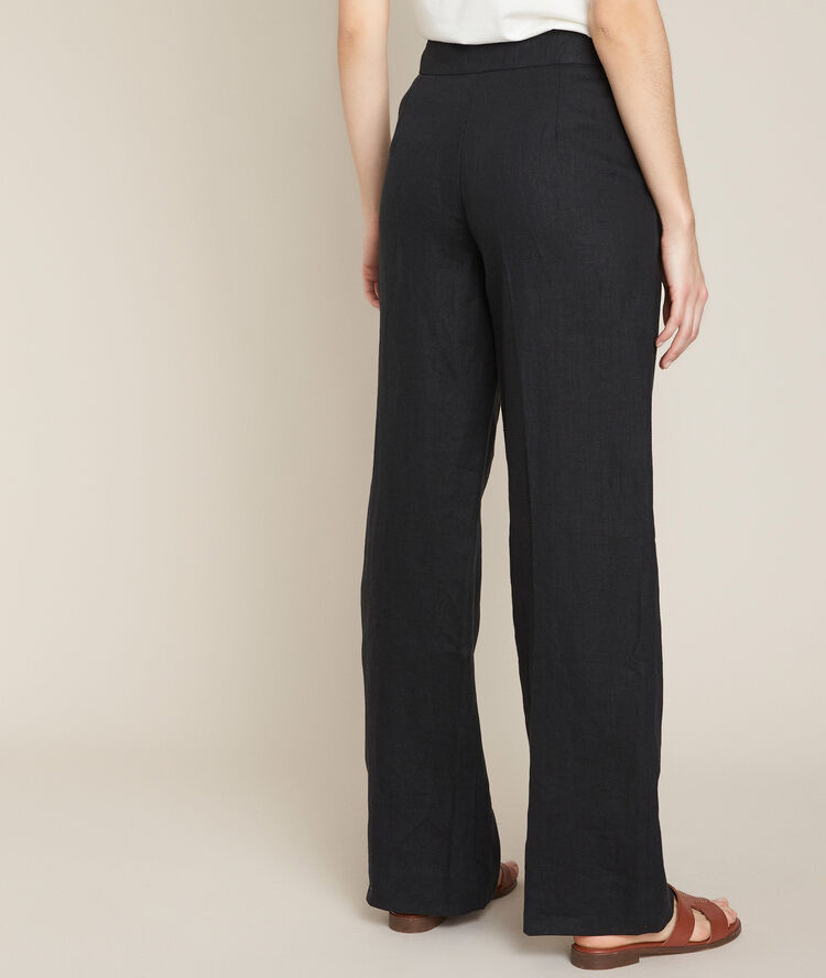 Pantalon large en lin noir galaxy noir.