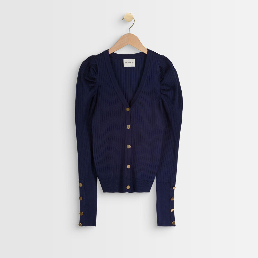 Gilet côtelé manches bouffantes alae encre.