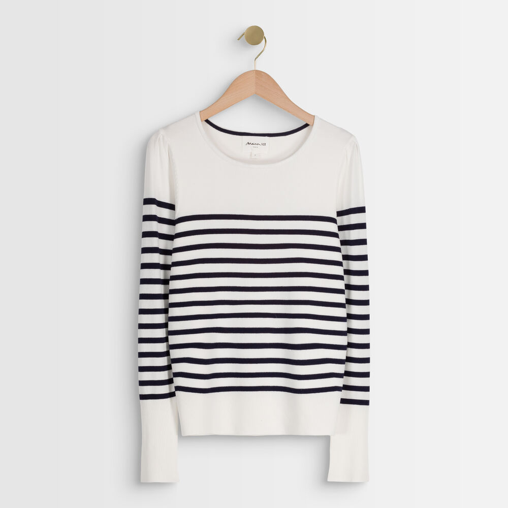 Pull viscose ecovero® marinière adelie ecru.