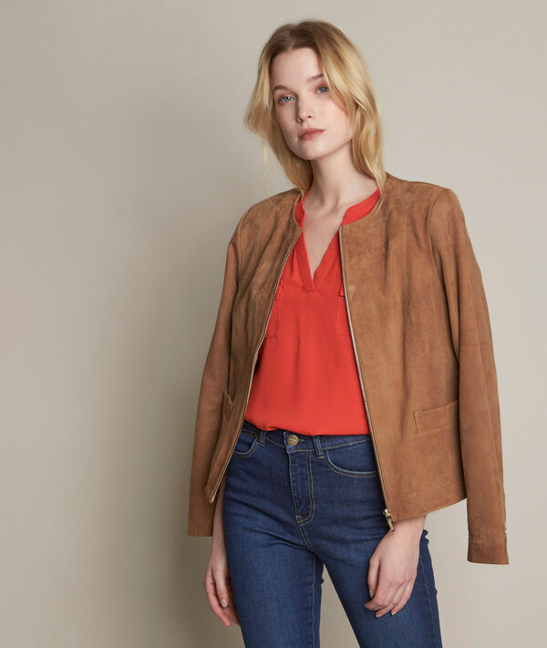 Blouse bimatière orange Genna | 1-2-3 Blouse bimatière orange Genna PhotoZ | 1-2-3