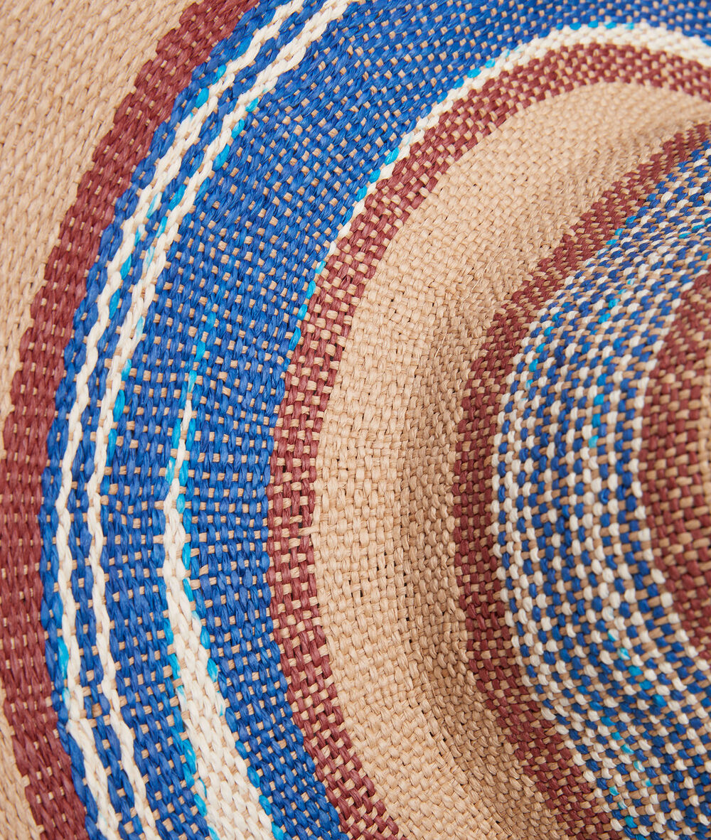 Capeline en raphia rayée kalvin beige.
