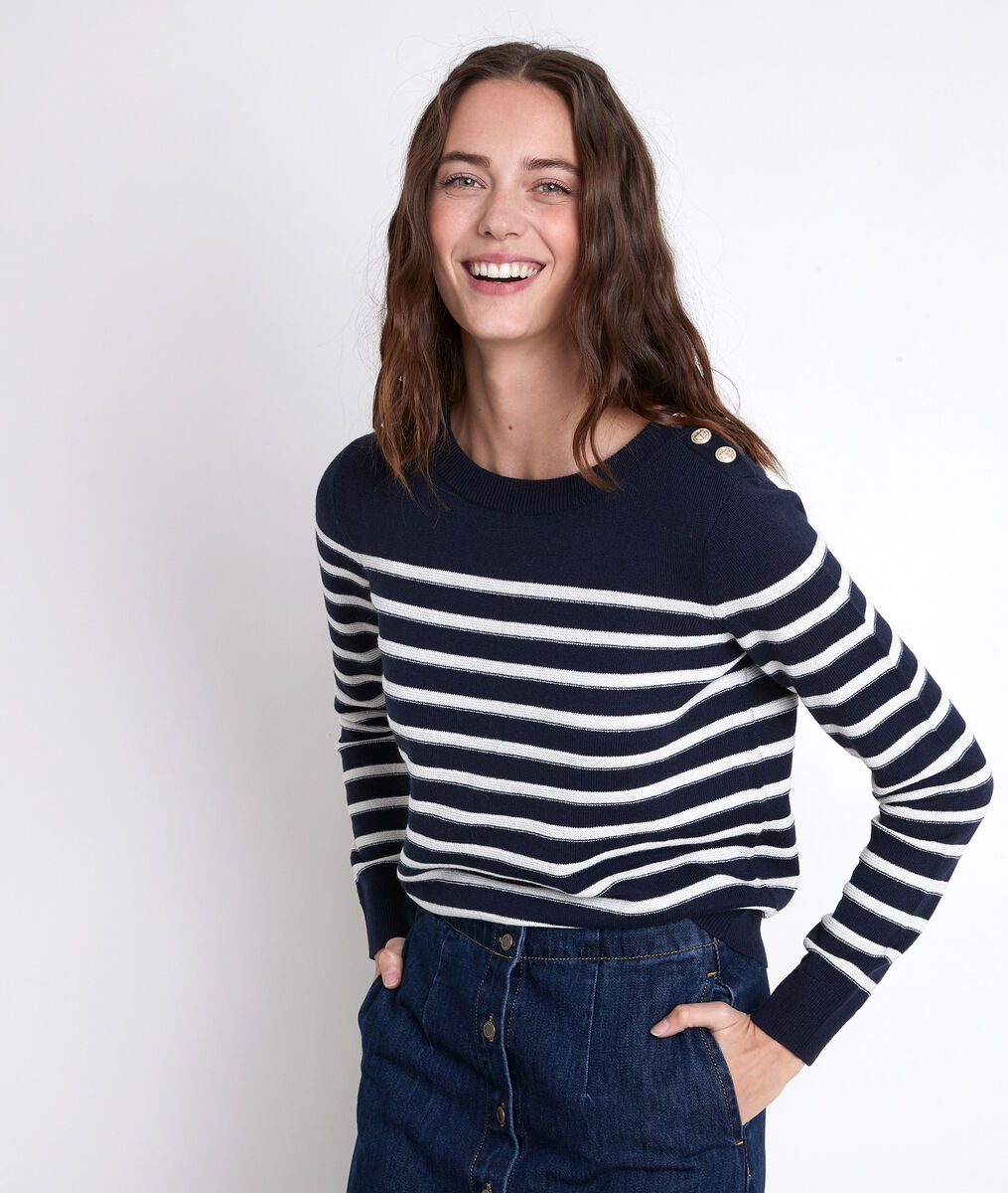 Pull en polyester recyclé rayé Alban | 1-2-3 Pull en polyester recyclé rayé Alban PhotoZ | 1-2-3
