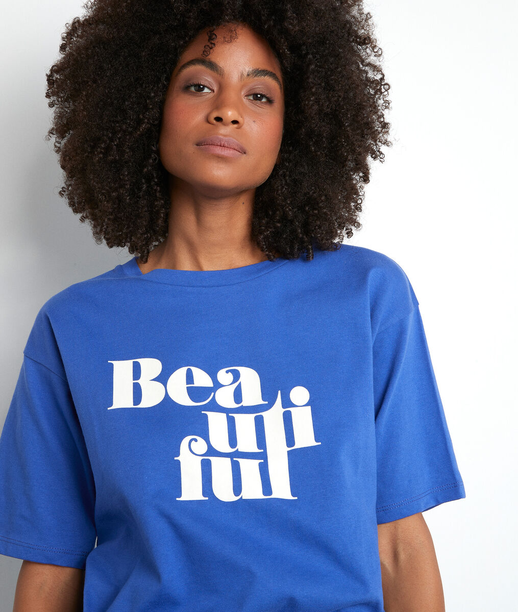 Tee-shirt sérigraphié en coton bio bleu Equateur | 1-2-3 Tee-shirt sérigraphié en coton bio bleu Equateur PhotoZ | 1-2-3