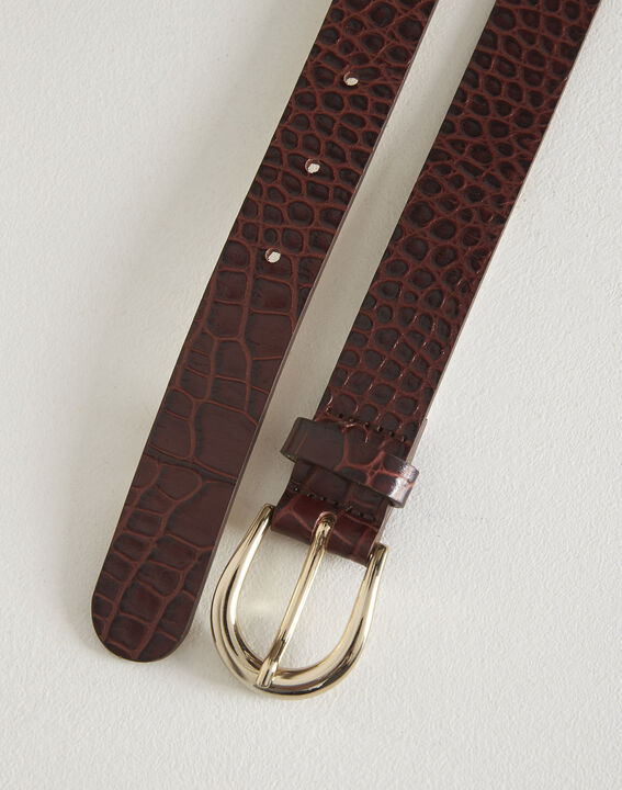Ceinture en cuir effet croco marron Karine | 1-2-3 Ceinture en cuir effet croco marron Karine PhotoZ | 1-2-3