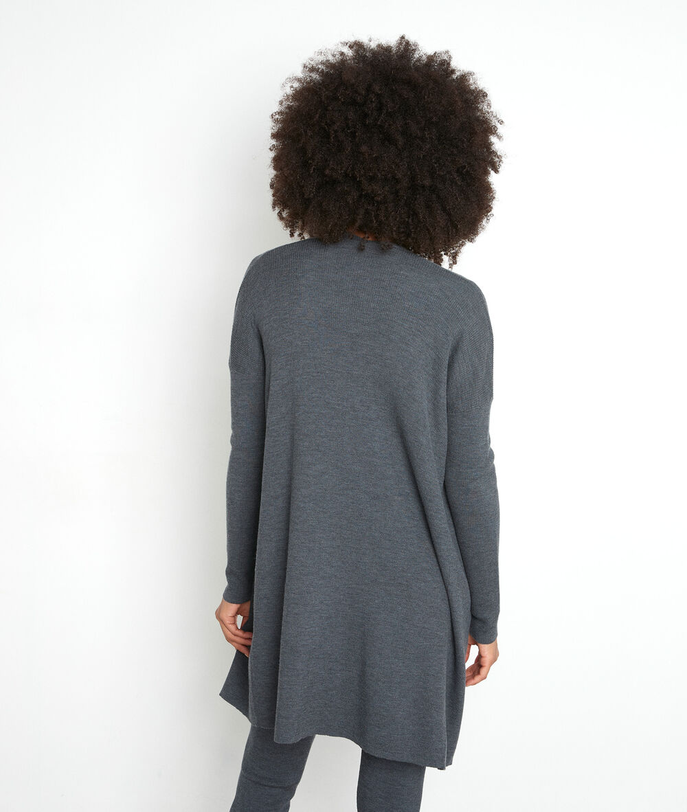 Gilet long en laine fine recyclée gris anthracite tiago anthracite.