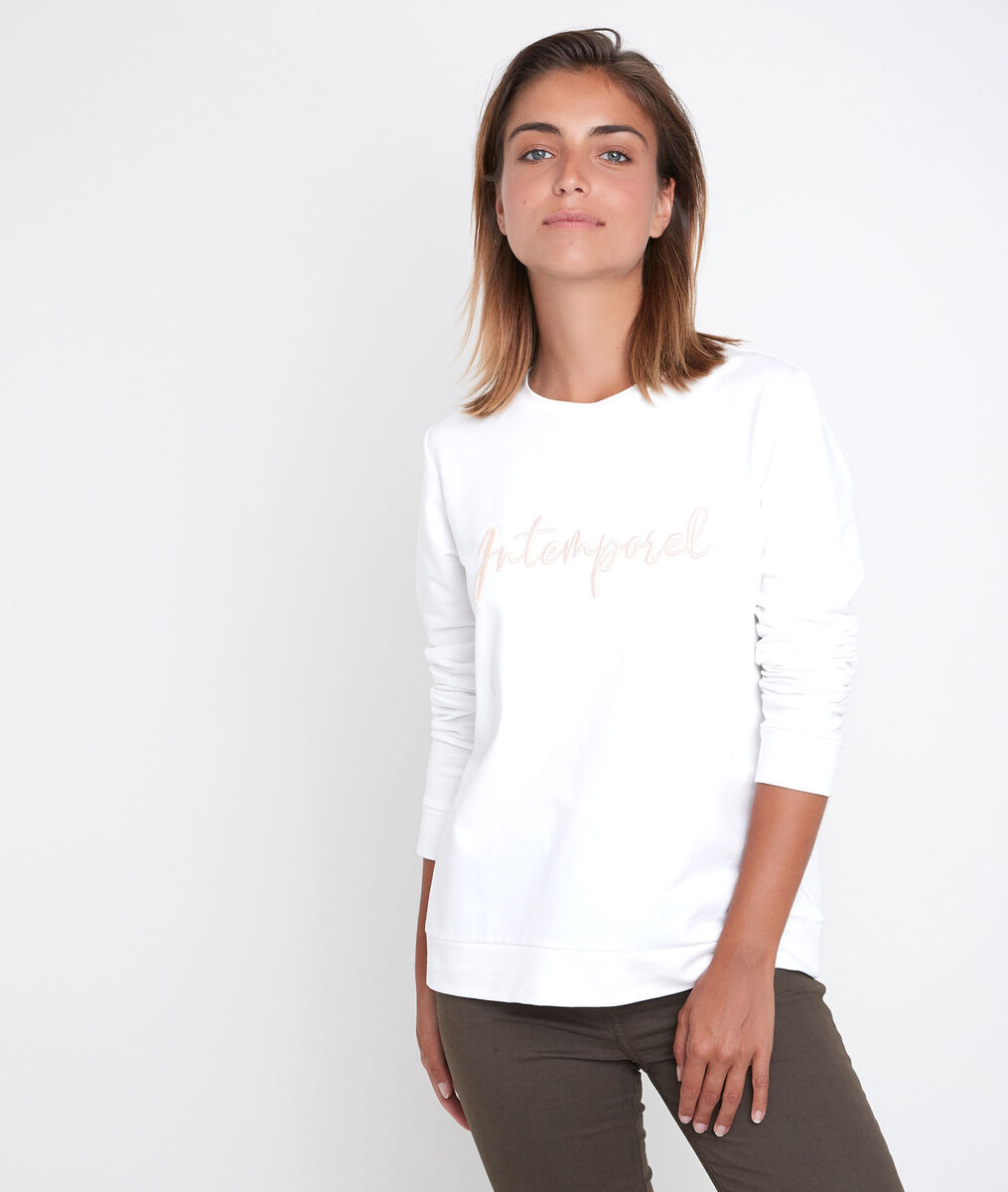 Sweat écru brodé Daphne | 1-2-3 Sweat écru brodé Daphne PhotoZ | 1-2-3