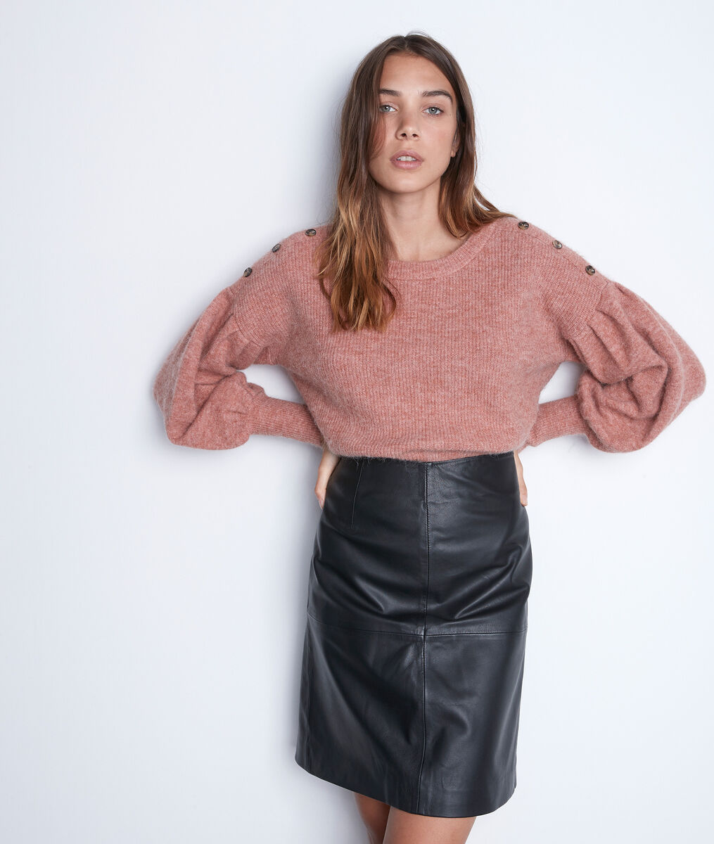 Pull à manches bouffantes vieux rose Terry | 1-2-3 Pull à manches bouffantes vieux rose Terry PhotoZ | 1-2-3