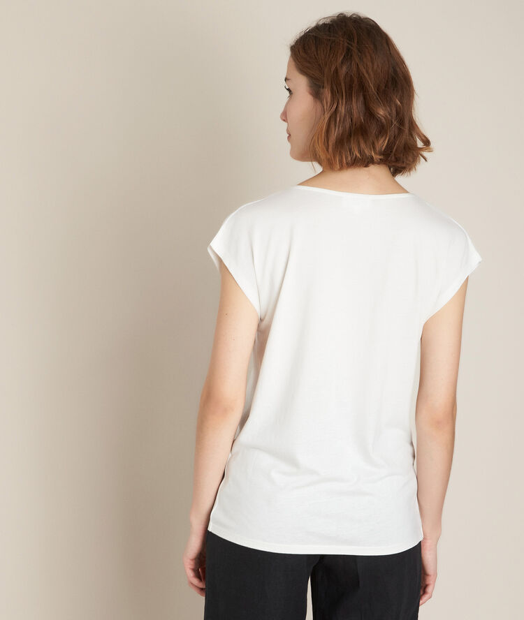 Tee-shirt greige encolure fantaisie remix fjord.
