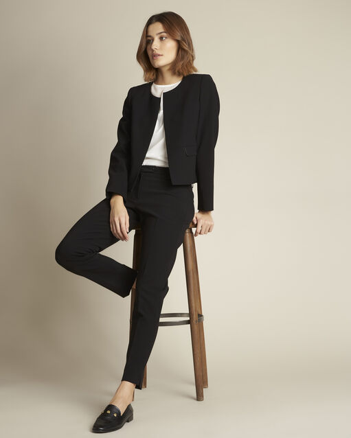 Veste noire poches à rabat microfibre Charme (2) - Maison 123