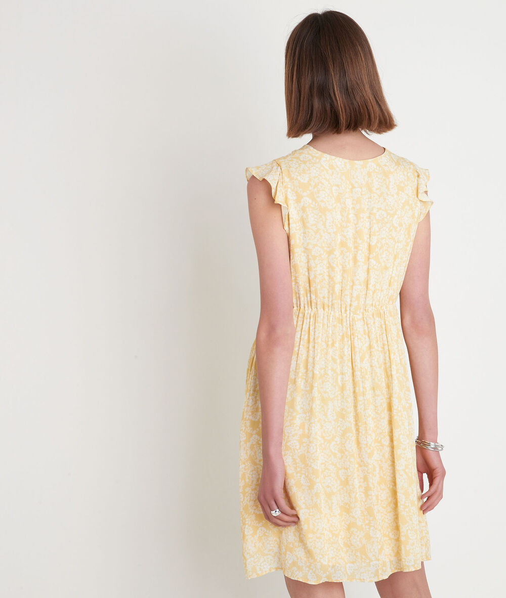 Robe courte imprimée jaune savannah citron.