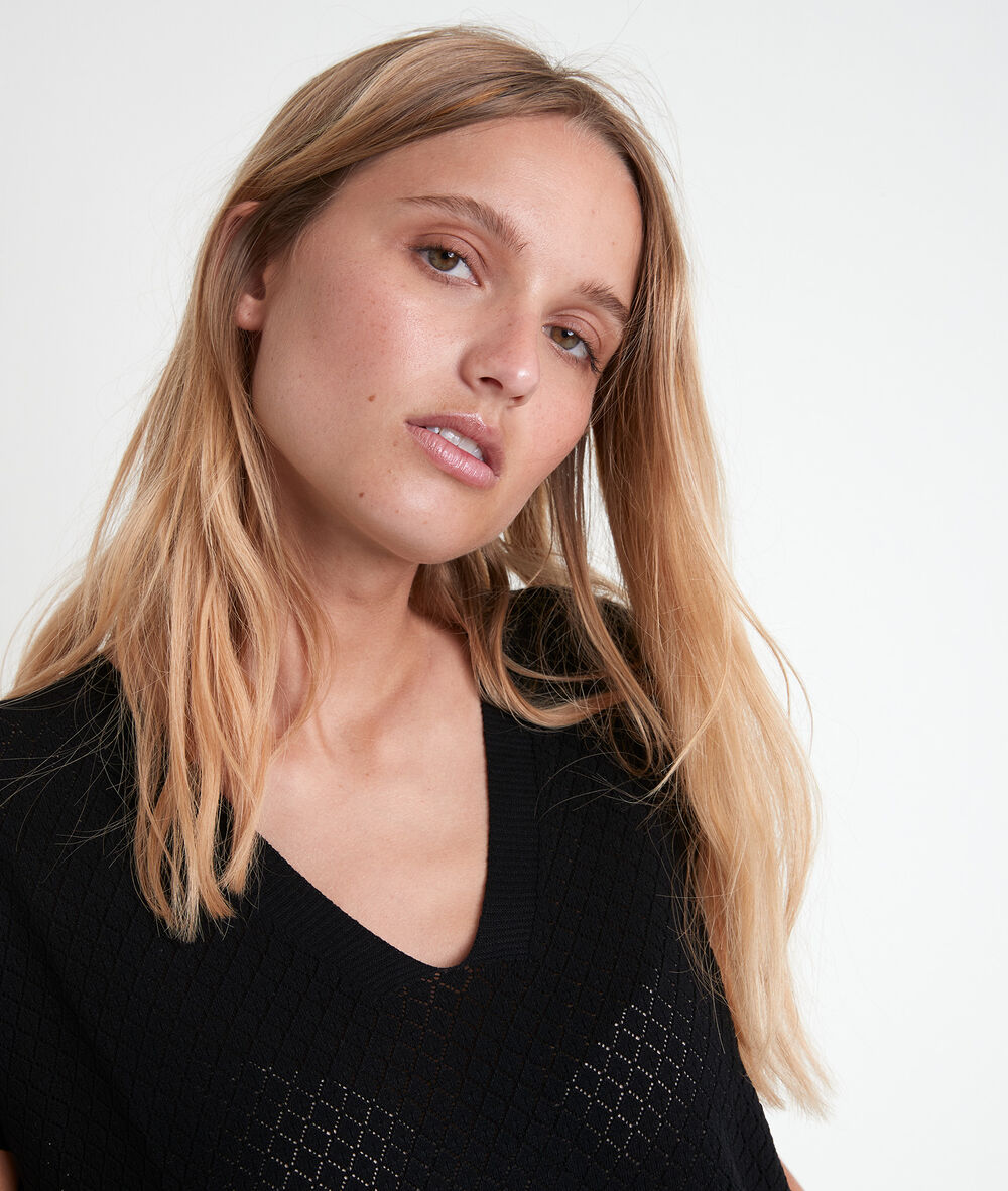 Pull viscose ecovero® ajouré noir aline noir.
