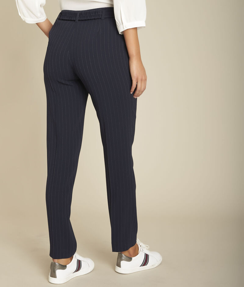 Pantalon cigarette rayé erwan marine.
