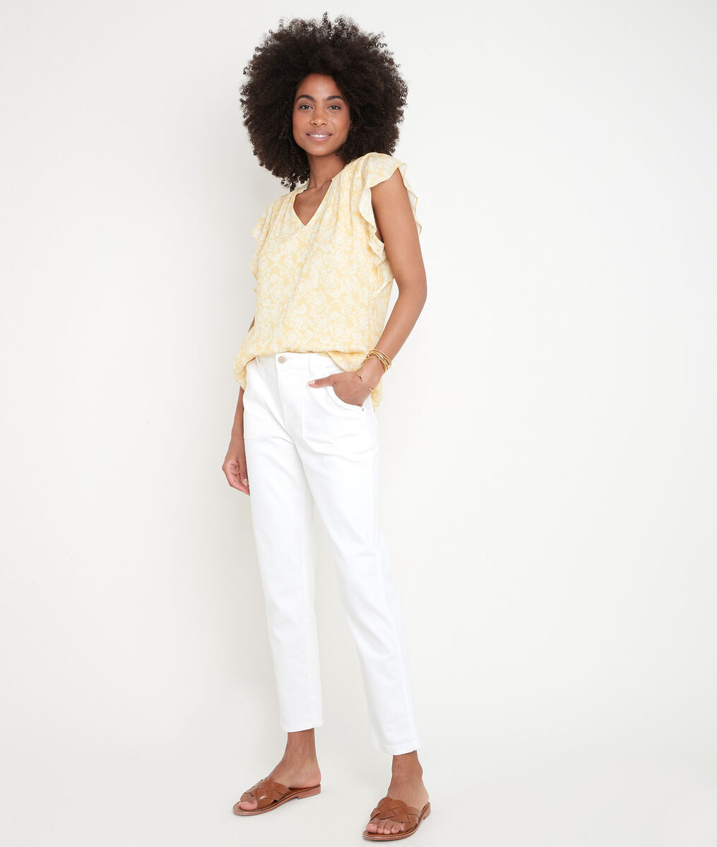 Blouse sans manches imprimée jaune Alexis | 1-2-3 Blouse sans manches imprimée jaune Alexis PhotoZ | 1-2-3