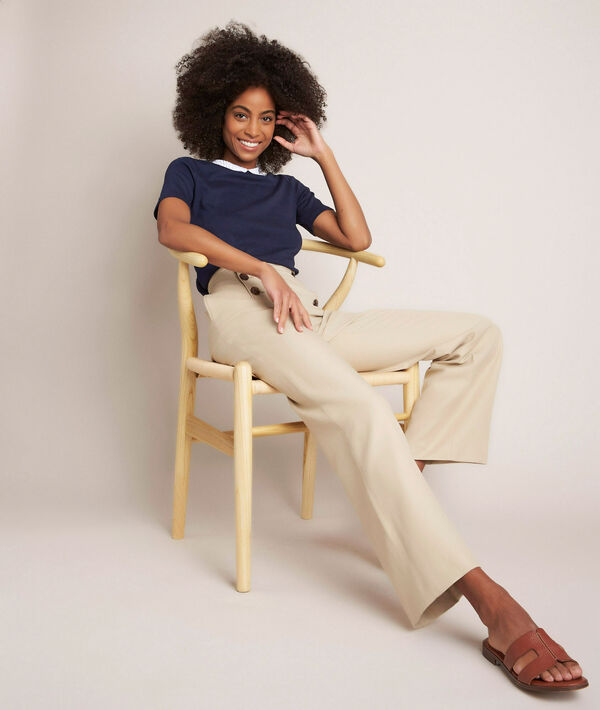 Pantalon à pont beige en Lyocell Hubert | 1-2-3 Pantalon à pont beige en Lyocell Hubert PhotoZ | 1-2-3