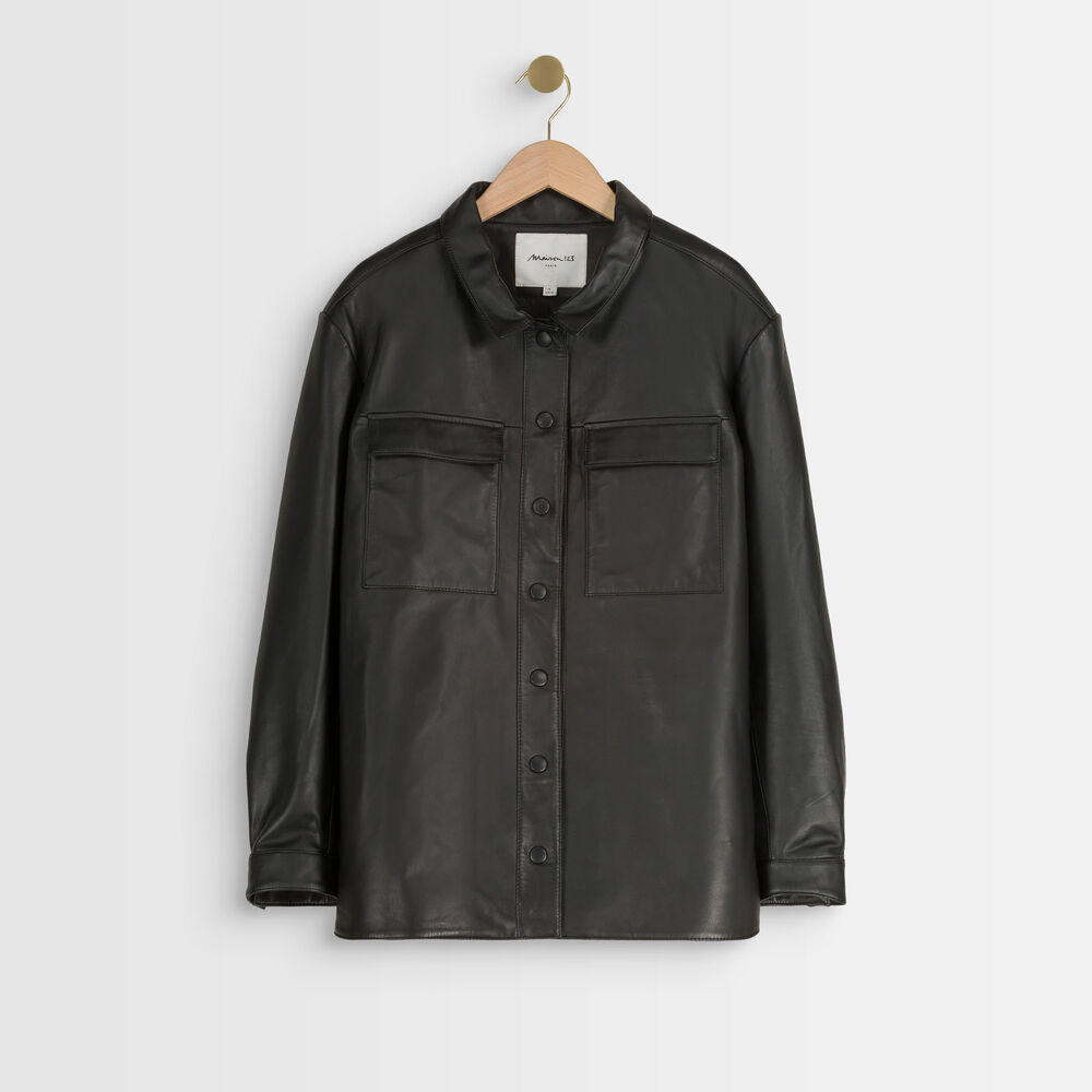 Surchemise noire en cuir poppy noir.