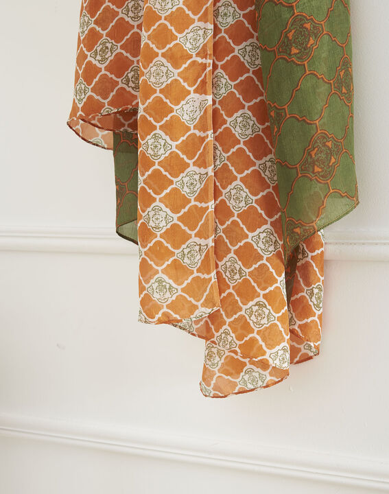 Foulard orange imprimé en soie Odace | 1-2-3 Foulard orange imprimé en soie Odace PhotoZ | 1-2-3